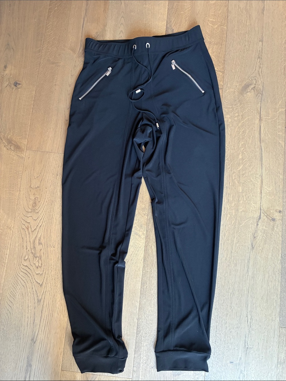 Joseph Ribkoff Black Cropped Jogger Pants with Silver Zippers